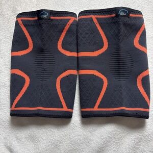 Modvel Knee Brace Large Compression Sleeve 2-Pack Black Orange Unisex Pair EUC